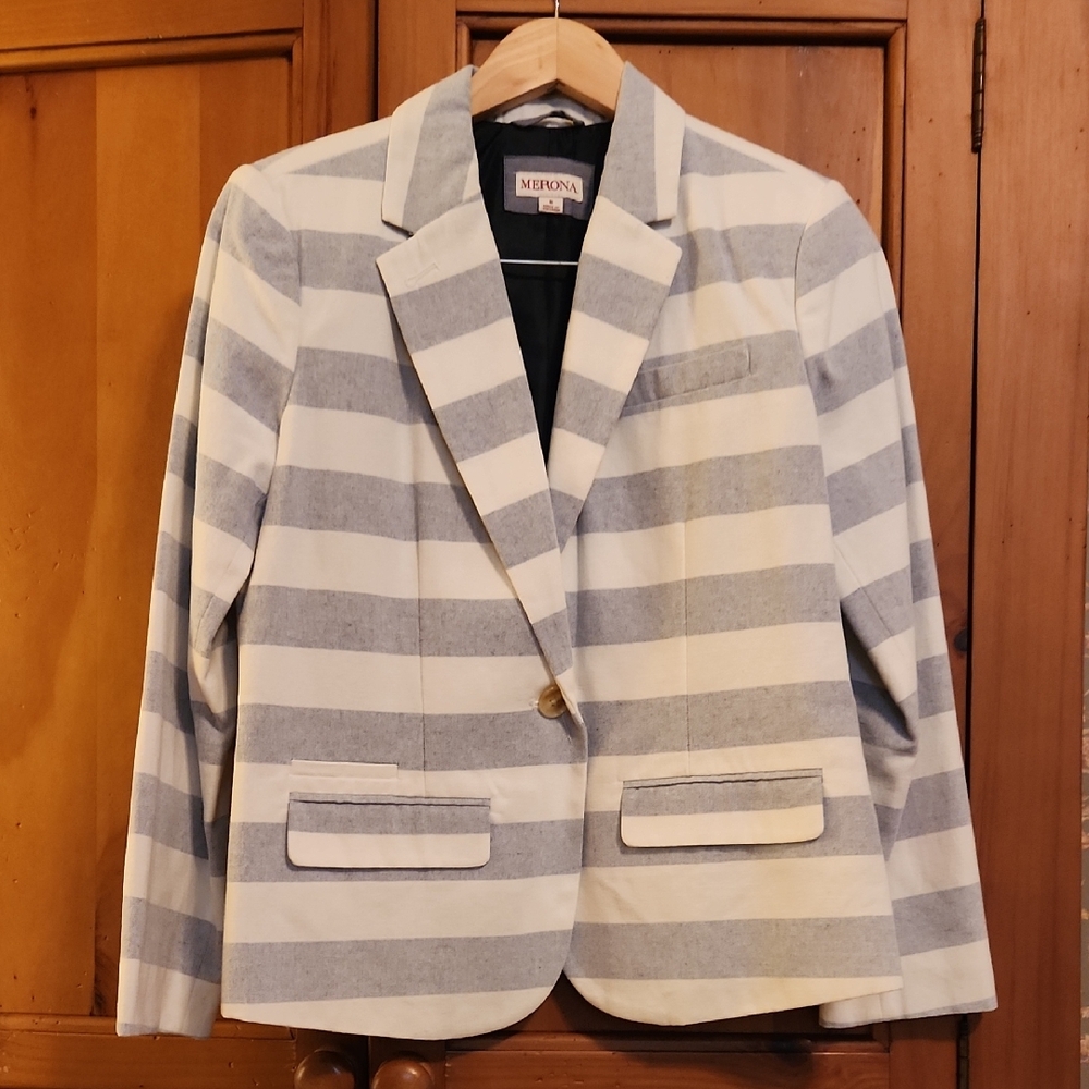 Merona Light Blue and White Striped Blazer